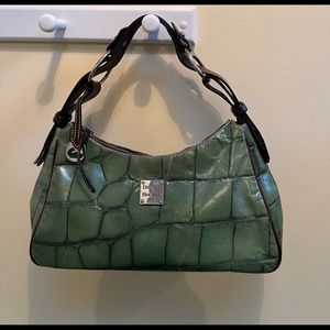 DOONEY & BOURKE Green Purse/Brown Handle/Hobo Bag-Nile Collection-Protective Bag